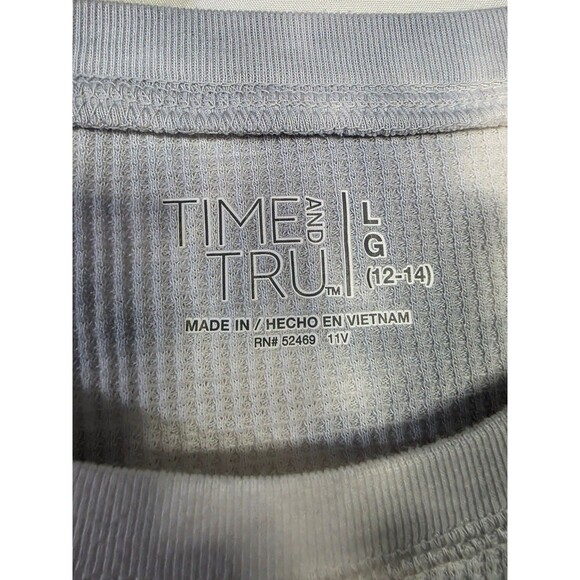 Time and Tru Women's Long Sleeve Waffle Knit Tie Dye Thermal Shirt L - Picture 2 of 5